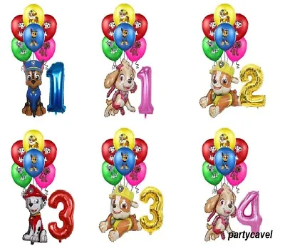 PAW PATROL Printed Latex Foil Age Number Balloons Birthday Party Decorations. • £8.49