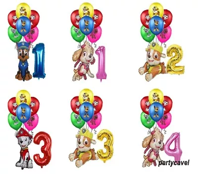 PAW PATROL Printed Latex Foil Age Number Balloons Birthday Party Decorations. • £8.49