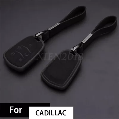 Suede Leather TPU Remote Key Fob Case Cover Shell For Cadillac ATS XTS CTS SRX • $22.50