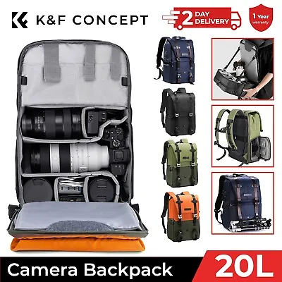 K&F Concept Camera Backpack Bag Travel Rucksack Case Waterproof With Rain Cover • £69.99