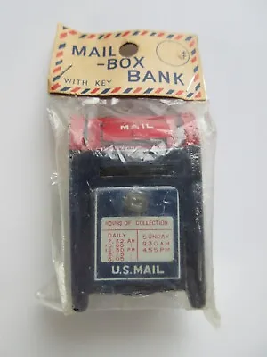 NOS Vintage MAIL BOX BANK W KEY US Post Postal Post Office Tin Toy Japan • $39.99