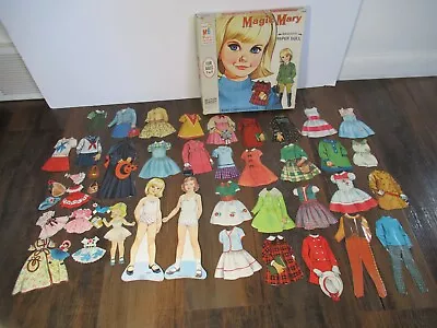 Vintage 1966 Magic Mary Magnetic Paper Dolls 2 Mary Dolls With 29 Outfits • $26