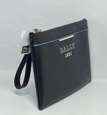 Bally Men's Clutch Bag Black Real Leather 11.5  X 8  Zip Closure Phorter PRC • $217
