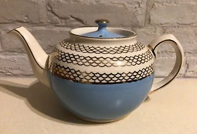 Vintage Sadler Teapot Blue And White With Gold Trim Medium 1 & 3/4 Pint • £15