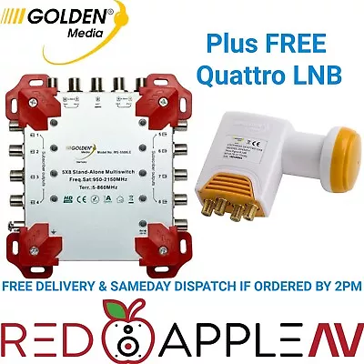 Golden Media 5×8 Stand-Alone 5 In 8 Out Multiswitch With FREE 0.1dB Quattro LNB • £69.99