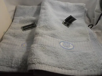 Laura Ashley POWDER BLUE HAND TOWELS (2)  Cotton NWT 29  X 19  • £29.50