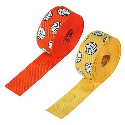2Roll 7/8 ×5Yard Volleyball Grosgrain Craft Ribbon Burlap Ribbon Orange Yellow • $10.51