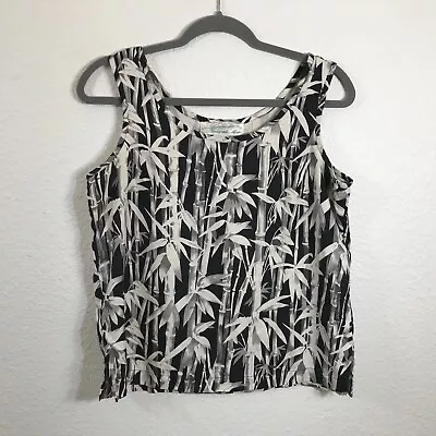 Pineapple Moon Hawaiian Shirt Size S Silk Multicolor Floral Bamboo Tank Top • $15.18
