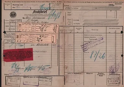 Bill Of Lading 1927 E. Hohenstein Building Materials By RATHENOW To WITTENBERGE • $15.96