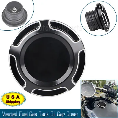 $17.98 • Buy Motorcycle Black Vented Gas Cap Fuel Tank Cover For Harley Dyna Low Rider Fatboy