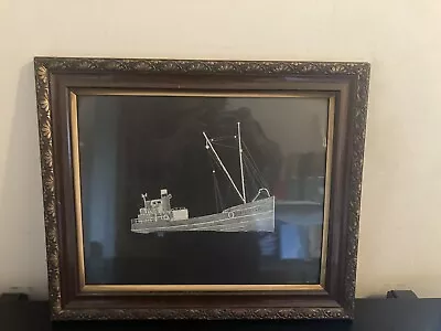£19.99 • Buy Vinatge Pencil/Charcoal Sketch Type Picture , Boat, 1973 , Signed -Size 53x44cm