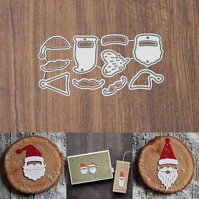 Santa Claus Heads Mini Cutting Embossing Dies – Hats Beards Mustaches Christmas • $10.99