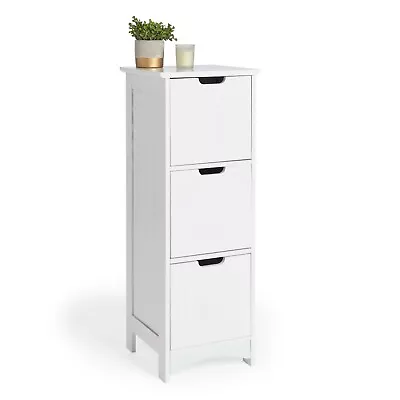 £46.99 • Buy Bathroom Drawers | White 3 Drawer Storage Cabinet Unit Free Standing | VonHaus