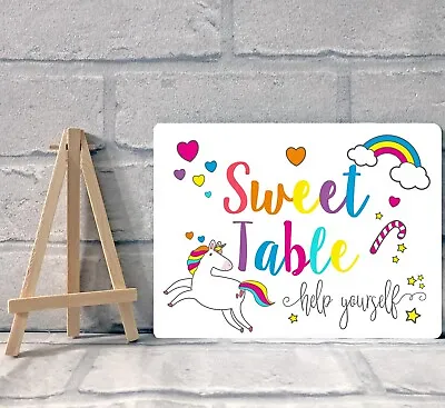 £8.95 • Buy A5 Sweet Table Candy Stall Buffet Jar Sign Children's Birthday Party - Unicorn 
