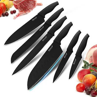 6Pcs Black Oxide Kitchen Knife Set Rustproof Ultra Sharp Japanese Cutting Knife • $20.99