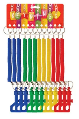 Retractable Spiral Clip On Ring Stretchy Elastic Coil Spring Keyring Key Chain • £8.95