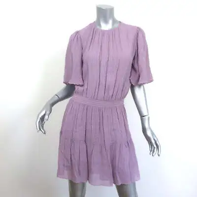 Vanessa Bruno Mini Dress Romea Lavender Smocked Seersucker Size 38 Short Sleeve • $149