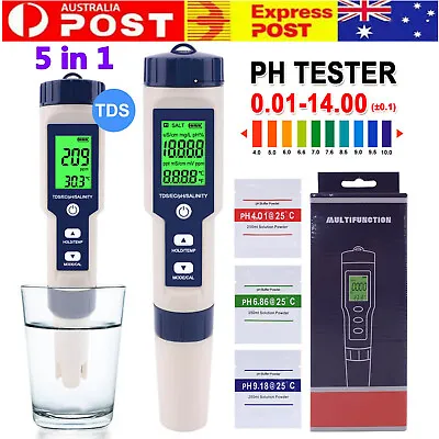 PH EC TDS Salinity Temp 5 In 1 Pen Meter LCD Digital Water Quality Monitor Test • $15.95