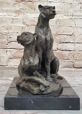 Milo`s Hot Cast Bronze Sculpture: Abstract Mountain Lion Pair Museum Quality Ar • $279.65