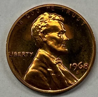 1968 S Proof Lincoln Cent From Proof Set With Free Shipping • $1.73