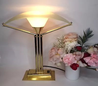 80s Postmodern Memphis Style Brass Glass Sail Shade Desk Lamp Boxford Holland • $300