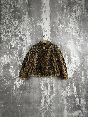 Zara Coat Medium Womens Leopard Print Faux Fur Fuzzy Cheetah • $43.99