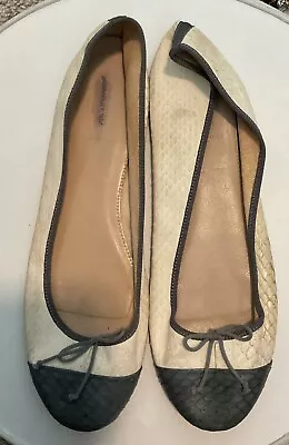 J. Crew Ivory Snakeskin Ballet Flats Italy 10 • $15