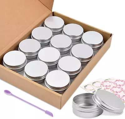 Aluminum Tin Cans 24PCS 4 Oz Metal Round Tins Containers Screw Lid Small Cans • $17.49