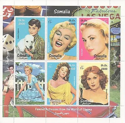 Marilyn Monroe Audrey Hepburn Grace Kelly Susan Hayward Mnh Stamp Sheetlet • $1.85