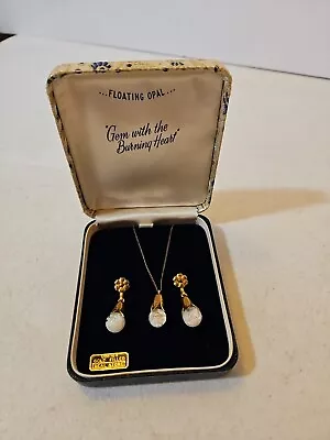 Vintage Jewelry Teardrop Floating Opal Set 1/20-10KT Gold Filled In The Box • $275