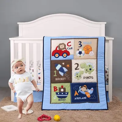 Boys Crib Bedding Sets Blue Airplane Car Rocket Dinosaur Baby Nursery Bedding Se • $173.36