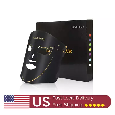 LED Face Mask Red Light Therapy 7 Color Photon Facial Skin Care Beauty Device • $37.99