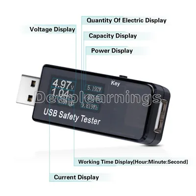 USB LCD Display Voltmeter Ammeter Voltage Current Power Capacity Detector Tester • $5.55