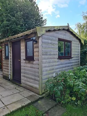 Used Luxury Wooden Log Cabin  Garden Room 3m X 3m Heavy Duty Pressure Treated. • £2395