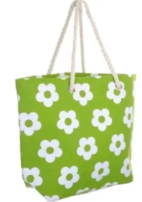 Floral Canvas Tote Bag -  Lime Green (imperfections) • £1.99