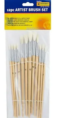 Artist Paint Brush Set Professional Acrylic Oil Watercolor Craft Painting 12 Pcs • £3.49