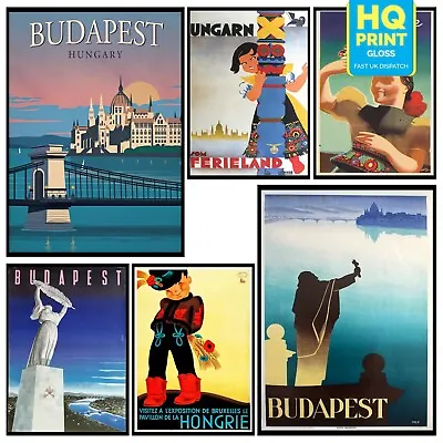 £2.99 • Buy Vintage BUDAPEST HUNGARY Retro TRAVEL Poster Print Art Holiday Home ROOM Decor 
