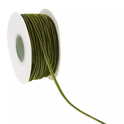 Moss Velvet Ribbon 1/8  Thin Green Ribbon Vintage Velvet Ribbon Narrow Olive ... • $29.22