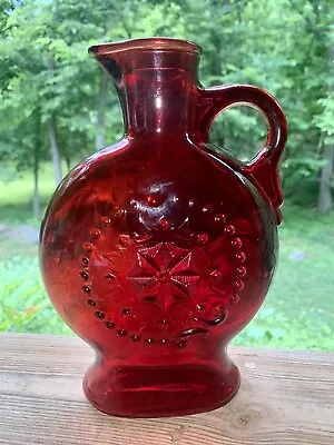 Vintage Wheaton Ruby Red Decanter Glass  Bottle 9” • $16.49