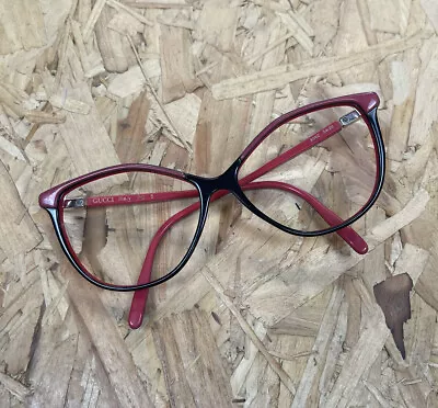 Vintage Gucci Sunglasses Frames Only Red Plastic Cat Eye  • £22.99