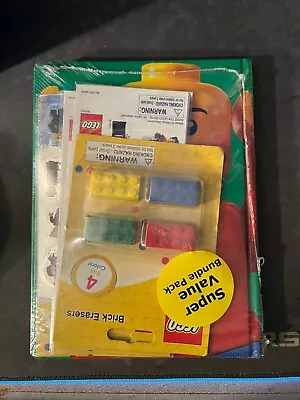Lego Back To School Pack 4 Brick Erasers Hardbound Journal Notebook Stickers New • $19.99