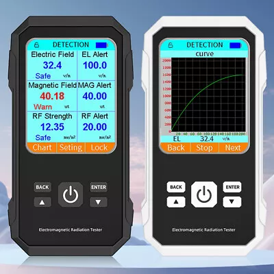 Electric Field Magnetic Field RF Radiation Tester Backlit Color Screen EMF Meter • $47.79