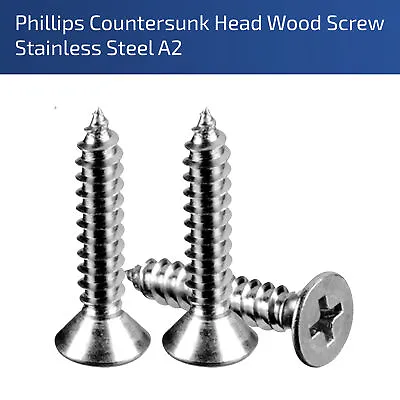 £1.09 • Buy M3.5 Fully Threaded Phillips Countersunk Wood Screws A2 Stainless Steel Din 7982