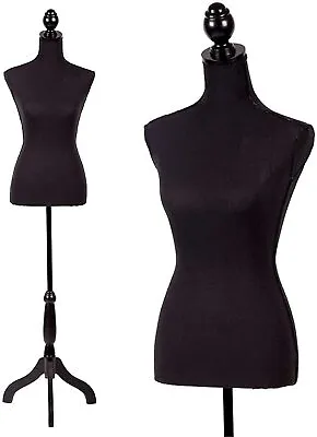 Female Mannequin Torso Dress Form W/ Black Tripod Stand Shop Display Clothing • $47.69