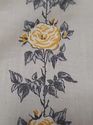 Vintage Set Of Yellow Rose Curtains - Pretty-Classy Fabric • $14.50