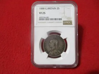 GREAT BRITAIN 1888 Queen Victoria Silver 2 Shillings / Florin NGC VF 25 T6360 • $125