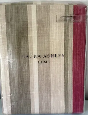 £140 • Buy Laura Ashley Awning Stripe Raspberry / Lichen Curtains 223cm X 183cm (88’' X72”)