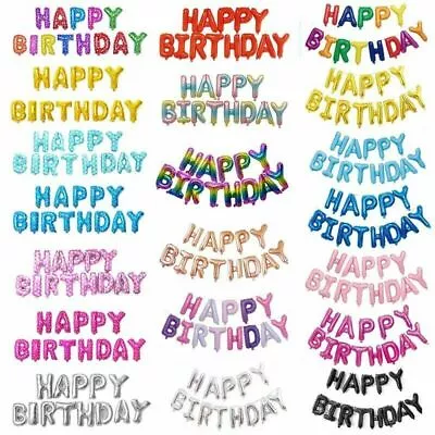 $15.95 • Buy Happy Birthday 16 /40cm Foil Balloon Set Mixed Colours Partys Celebrations Melb 