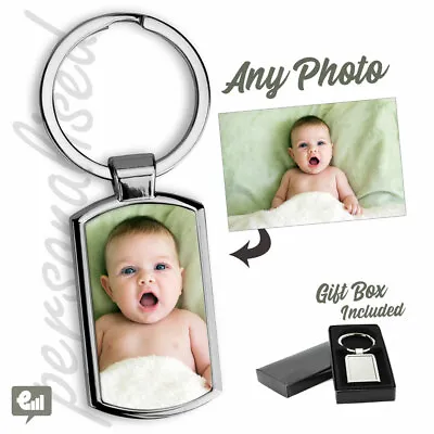 £3.95 • Buy Personalised PHOTO Keyring Free Gift Box - Add Custom Picture Logo Keychain Fob