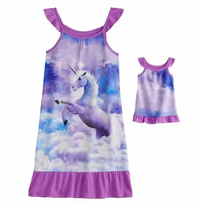 Girl 4-14 And Doll Matching Unicorn Nightgown Clothes Ft American Girl Dollie Me • $16.99